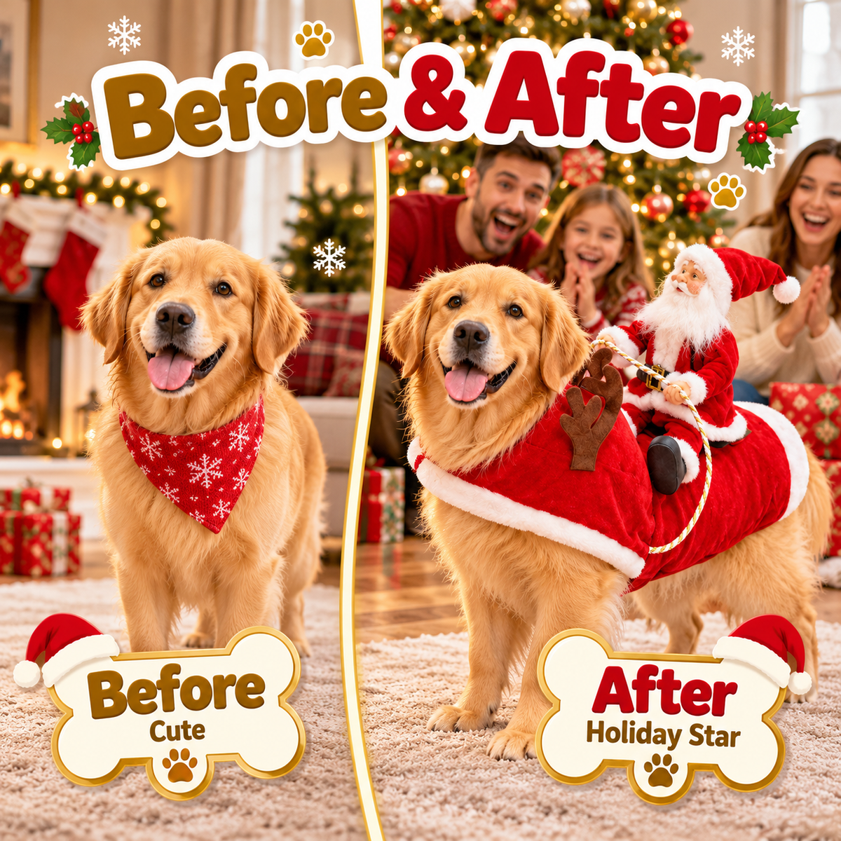 Funny Santa Rider Christmas Dog Costume