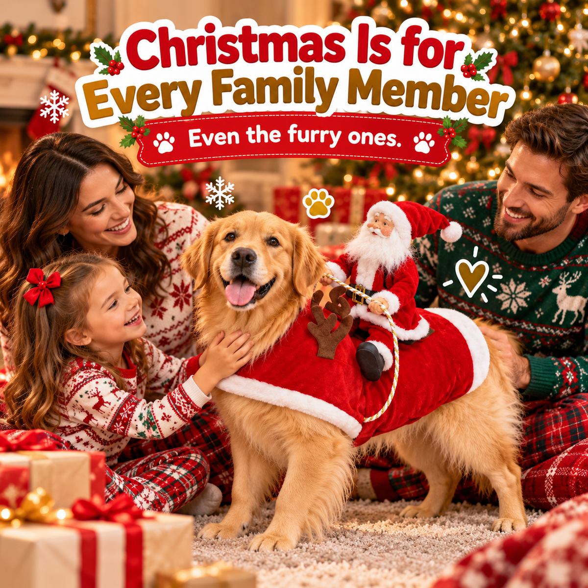 Funny Santa Rider Christmas Dog Costume