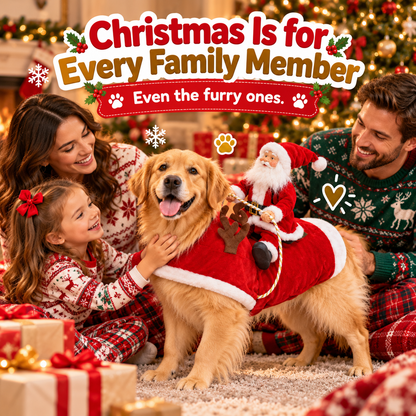 Funny Santa Rider Christmas Dog Costume