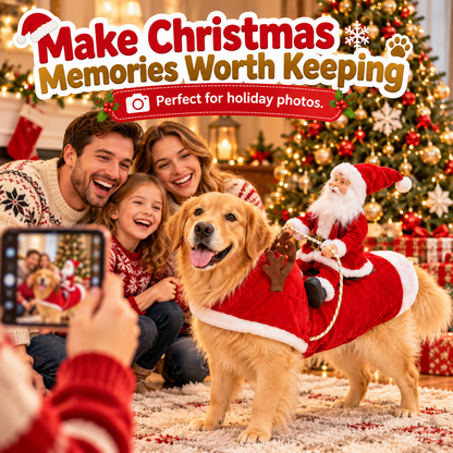 Funny Santa Rider Christmas Dog Costume