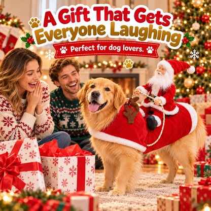Funny Santa Rider Christmas Dog Costume