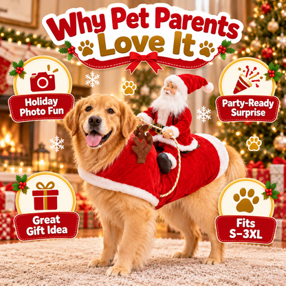 Funny Santa Rider Christmas Dog Costume