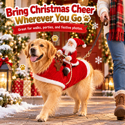 Funny Santa Rider Christmas Dog Costume