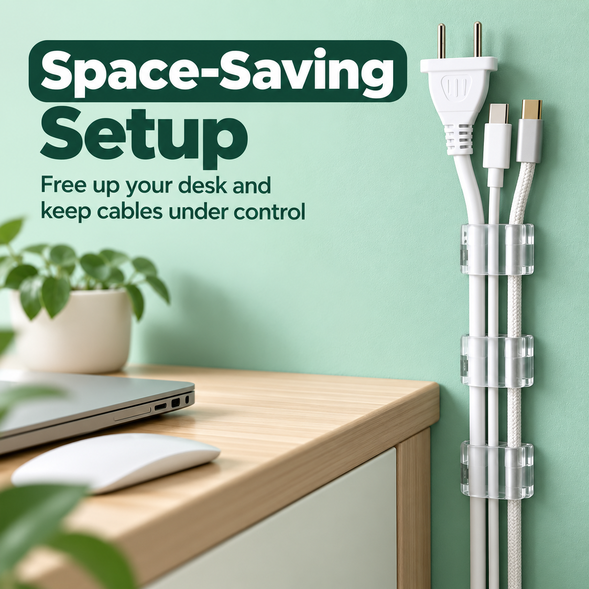 🔒Self-Adhesive Cable Clips, 20/40/80Pcs Space-Saving Wire Cord Organizer for Desk, Home Office Desk Organizers & Accessories