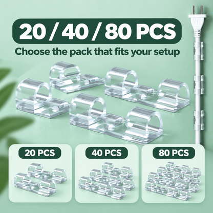 🔒Self-Adhesive Cable Clips, 20/40/80Pcs Space-Saving Wire Cord Organizer for Desk, Home Office Desk Organizers & Accessories