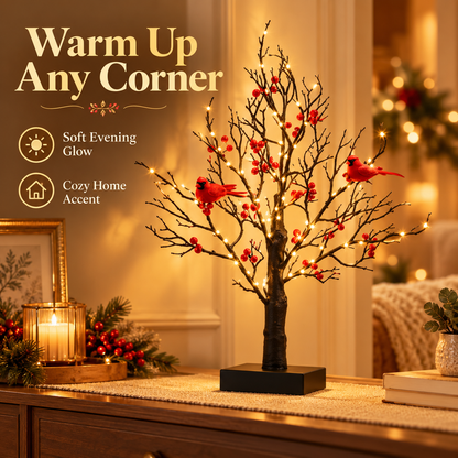 LED Red Cardinal Bird Decorative Tree