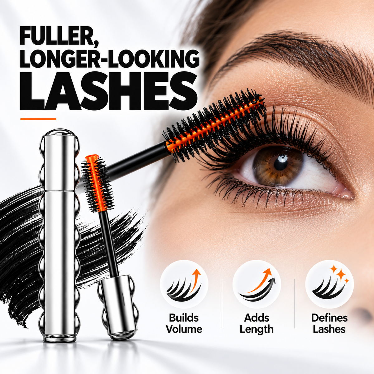 ✨ Dual-Material Mascara – Volumizing, Lengthening & Lash-Defining Formula
