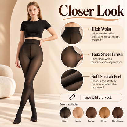 High-Waisted Faux Sheer Thermal Tights