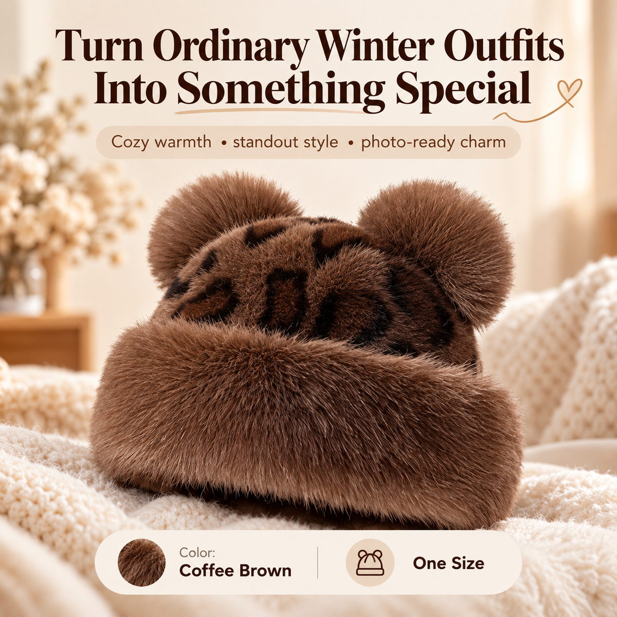 Retro plush winter hat