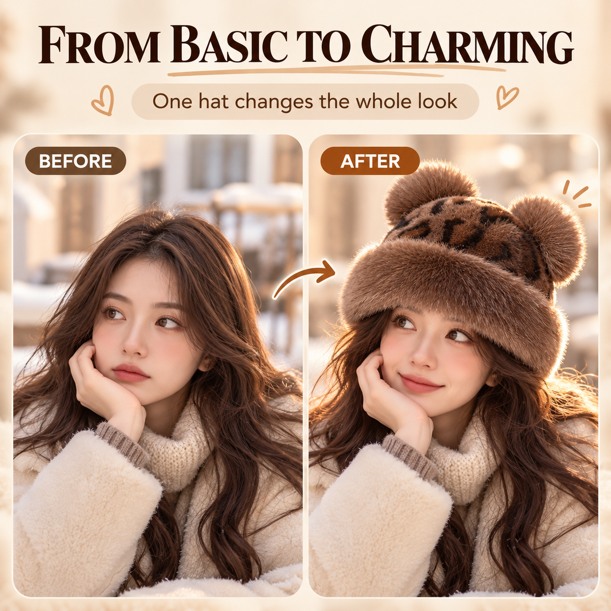 Retro plush winter hat
