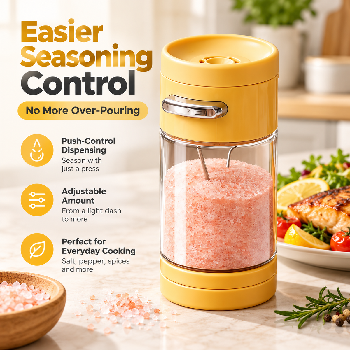 Adjustable Push-Control Seasoning Shaker