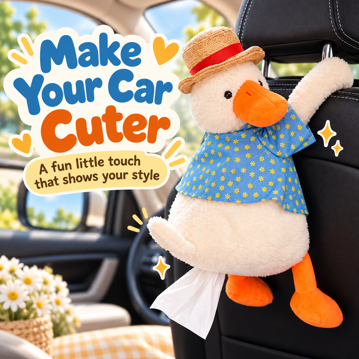 🦆Cute Duck Car Tissue Holder