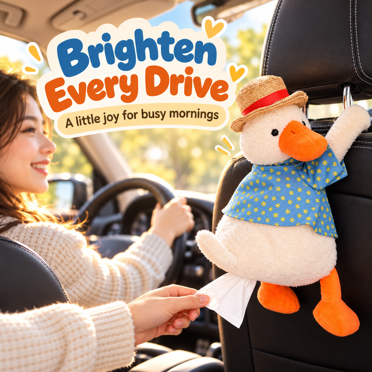 🦆Cute Duck Car Tissue Holder