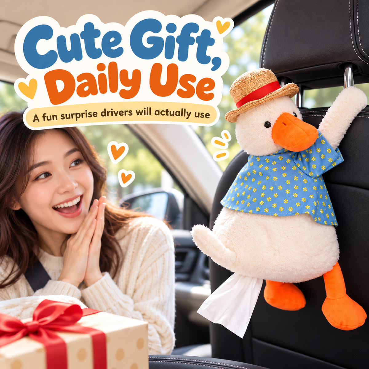 🦆Cute Duck Car Tissue Holder