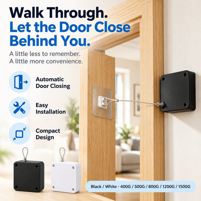 Pull cord automatic door closer