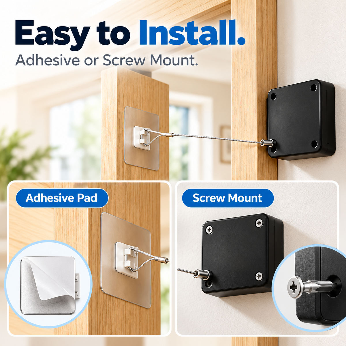 Pull cord automatic door closer