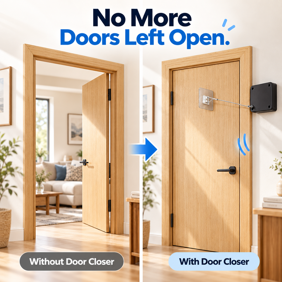 Pull cord automatic door closer
