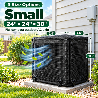 💨 No-Rust Breathable Mesh AC Cover | 🛡️ Heavy-Duty Outdoor Air Conditioner Debris Shield 🍃