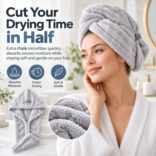 💧 Extra-Thick Microfiber Hair Drying Towel – Super Absorbent Quick-Dry Hair Wrap