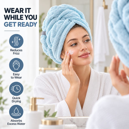 💧 Extra-Thick Microfiber Hair Drying Towel – Super Absorbent Quick-Dry Hair Wrap