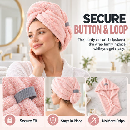 💧 Extra-Thick Microfiber Hair Drying Towel – Super Absorbent Quick-Dry Hair Wrap