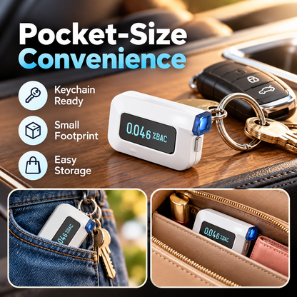 🚗 Professional Pocket Breathalyzer – Portable Keychain Alcohol Tester with Fuel Cell Sensor & Smart App Tracking 📱