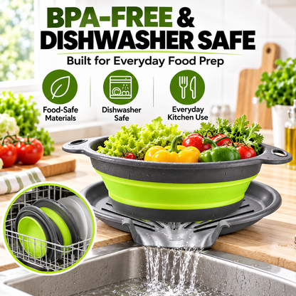 🥗 3-Piece Collapsible Colander Set – Self-Draining & Space-Saving Kitchen Strainers ✨