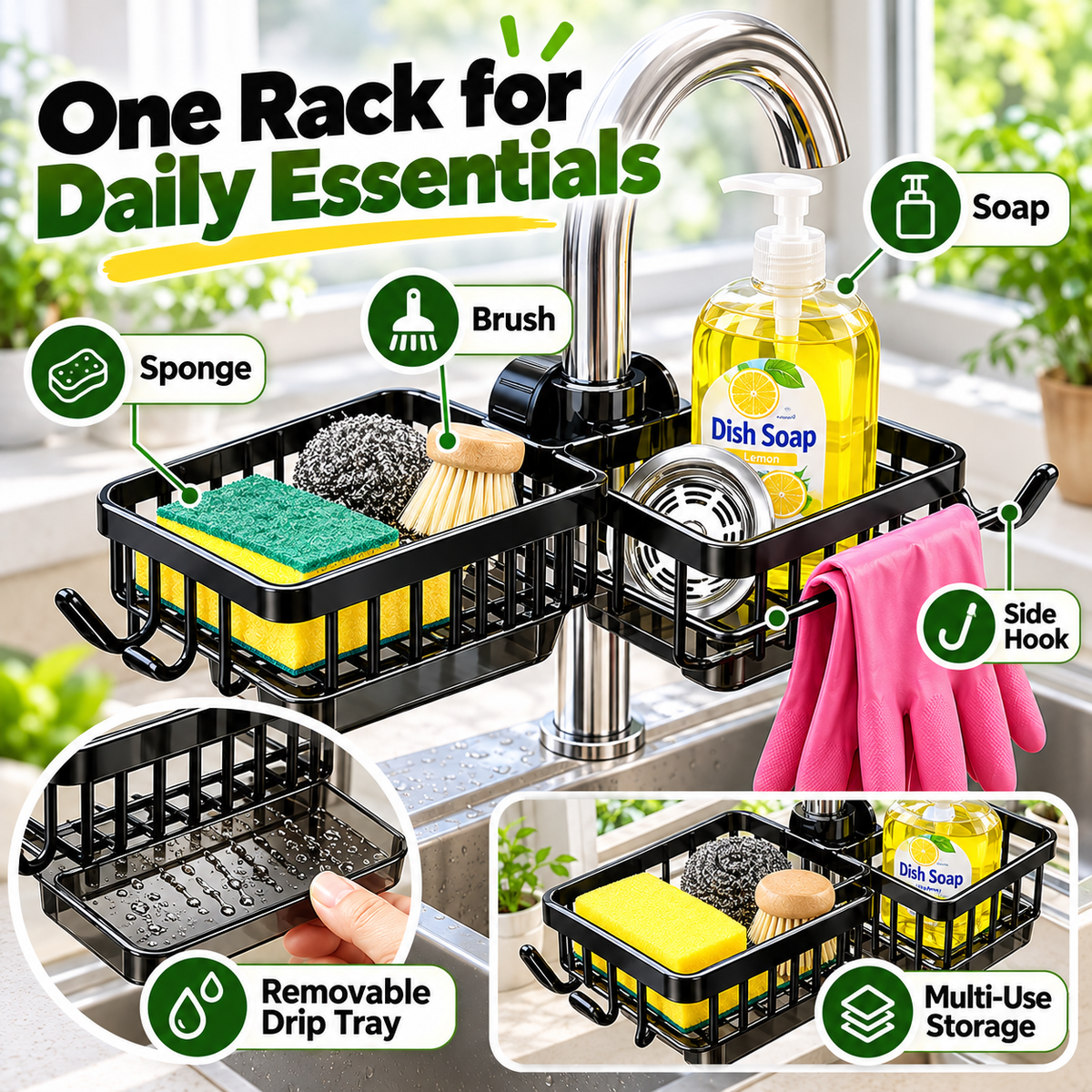 🧽 Over-Faucet Sink Organizer – Save Counter Space & Keep Your Sink Clutter-Free 🏡💚