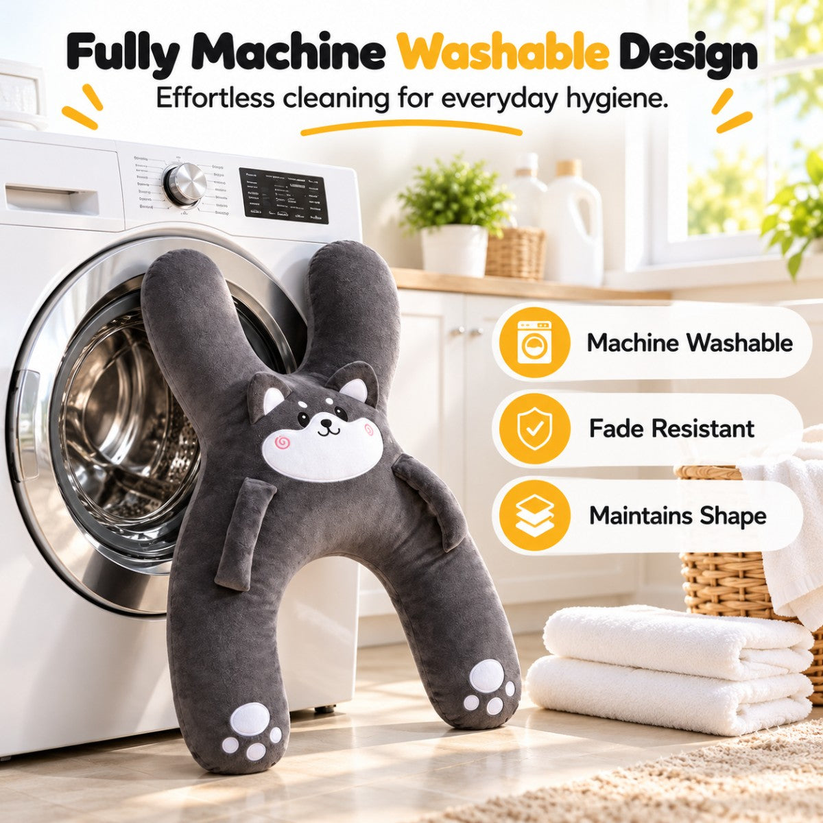 Machine washable kids plush car travel neck pillow