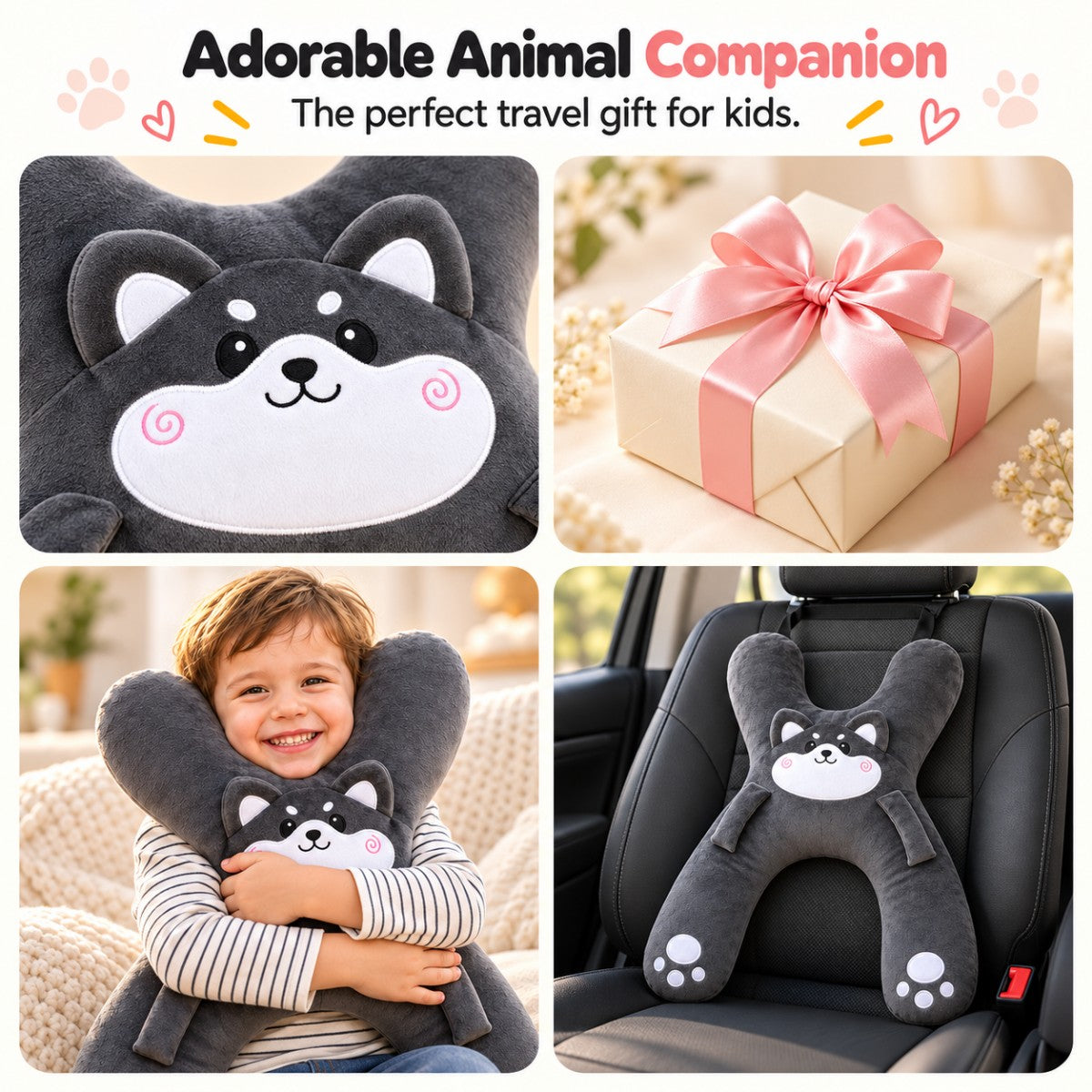 🚗Kids H‑Shape Car Travel Neck Pillow 🐼