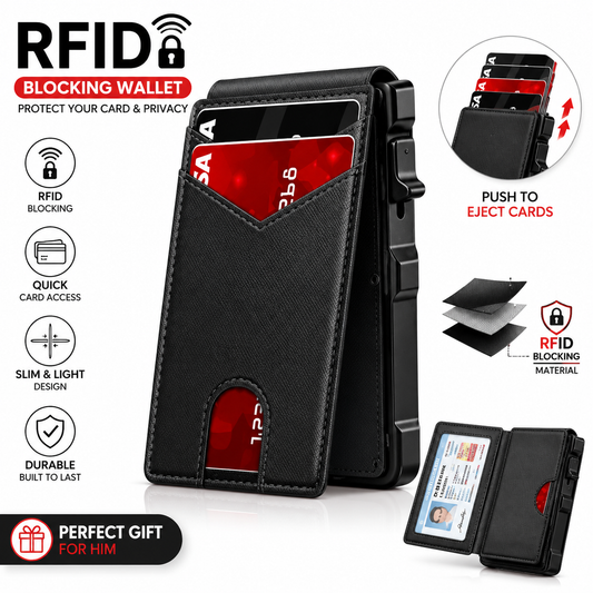 ⚡New RFID Blocking Minimalist Pop-Up Wallet | One-Second Card Eject Design & Ultra Slim Pocket Wallet