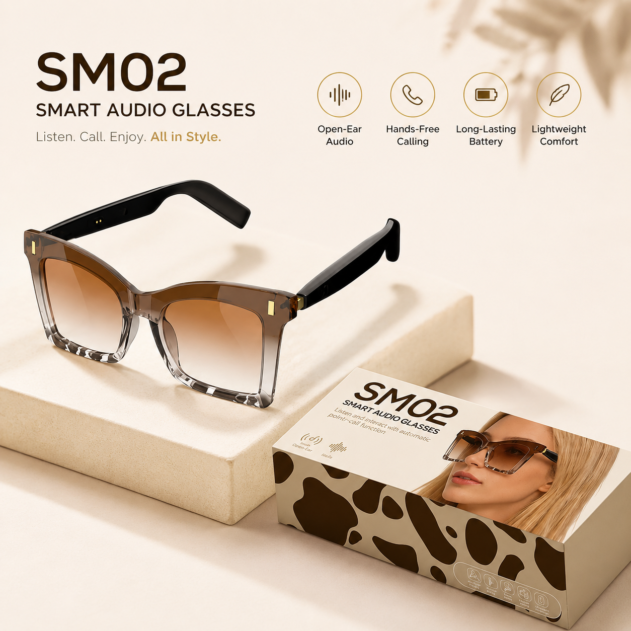 🕶️🎵Smart Bluetooth 5.4 Sunglasses with Open-Ear Audio Blue Light Blocking UV Protection Waterproof