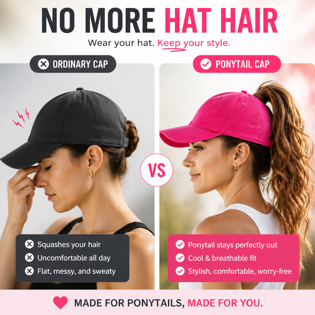 🧢Ponytail Baseball Cap – Made For Ponytails, Built For Everyday Comfort