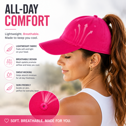 🧢Ponytail Baseball Cap – Made For Ponytails, Built For Everyday Comfort