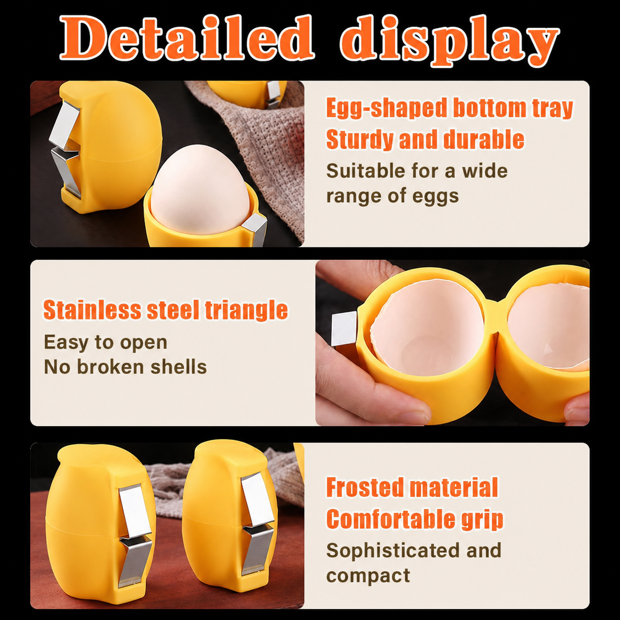 🍳Manual Egg Shell Opener - Fast Egg Shell Remover with Stainless Steel Cutter, No-Mess Kitchen Gadget