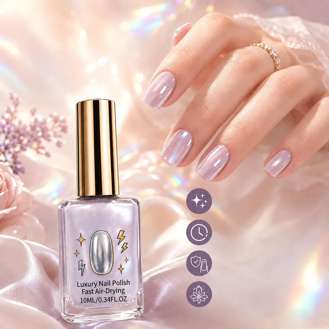 💅Lilac Glossy Mirror Fast Dry Nail Strengthener