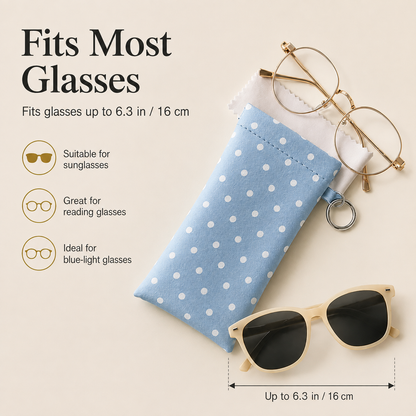 🕶️ Soft PU Leather Eyeglasses Pouch with Cleaning Cloth & Key Ring