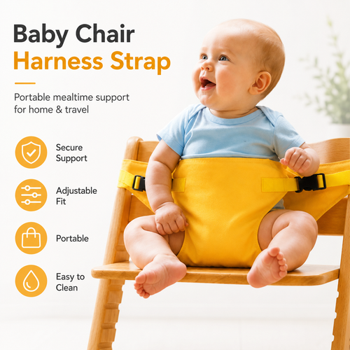 👶Baby Chair Harness Strap –Upgrade 5-Point Safety & Travel-Ready Design