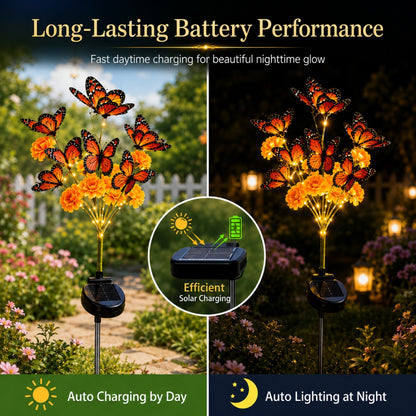 Solar Marigold & Butterfly Garden Stake Lights