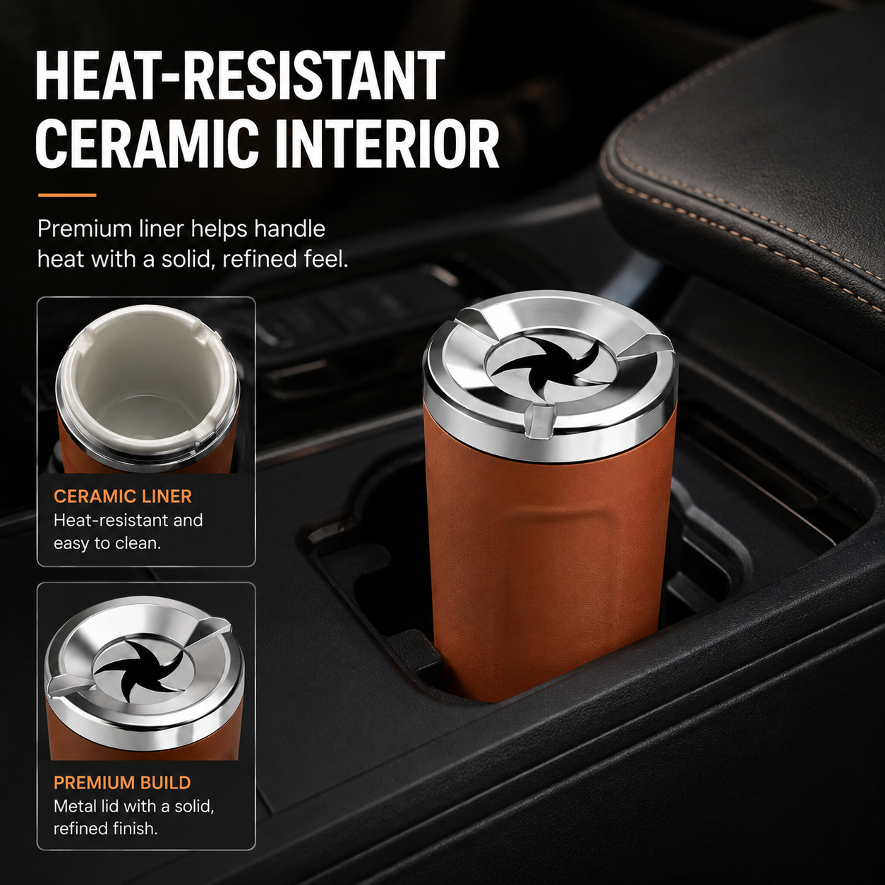 🌀 Rotating Lid Car Ashtray 🖤 Stylish Car Interior Ashtray
