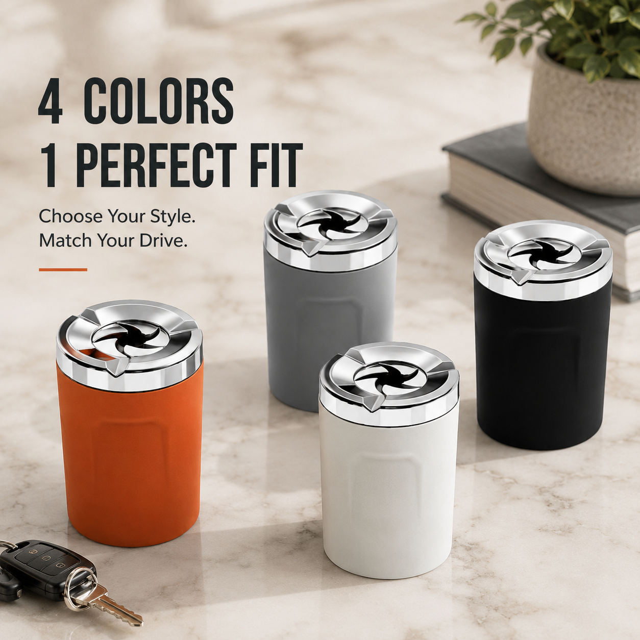 🌀 Rotating Lid Car Ashtray 🖤 Stylish Car Interior Ashtray