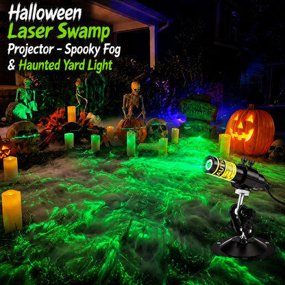 🎃 Halloween Laser Swamp Projector – Spooky Fog & Haunted Yard Light 👻