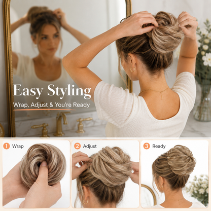 Buy three get one free✨ Messy Hair Bun Scrunchie— 7 Colors Available, Effortless Volume & Instant Updo Style 💁‍♀️