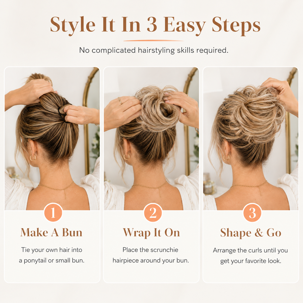 Buy three get one free✨ Messy Hair Bun Scrunchie— 7 Colors Available, Effortless Volume & Instant Updo Style 💁‍♀️
