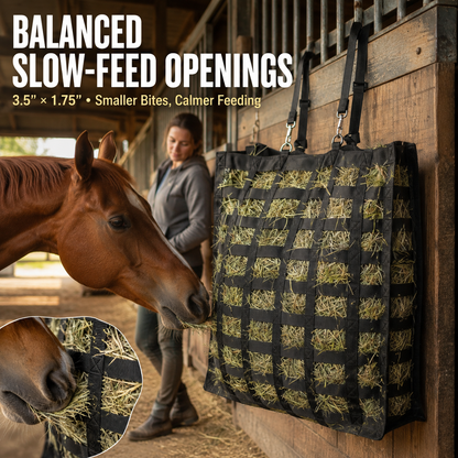 🔥4-Sided Slow Feed Hay Bag – Heavy-Duty Horse Hay Feeder to Reduce Waste & Promote Healthy Digestion