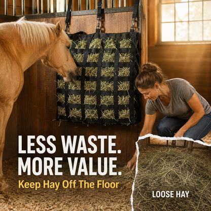 🔥4-Sided Slow Feed Hay Bag – Heavy-Duty Horse Hay Feeder to Reduce Waste & Promote Healthy Digestion