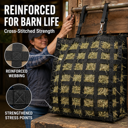 🔥4-Sided Slow Feed Hay Bag – Heavy-Duty Horse Hay Feeder to Reduce Waste & Promote Healthy Digestion