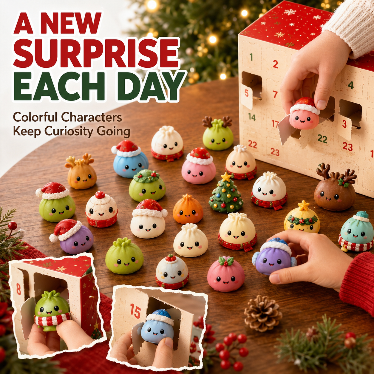 🎅 Countdown to Christmas: 24-Day Cute Dumpling Squishy Toy Advent Calendar 🎄🧸