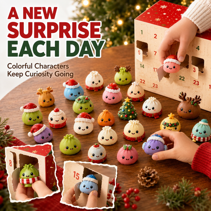 🎅 Countdown to Christmas: 24-Day Cute Dumpling Squishy Toy Advent Calendar 🎄🧸
