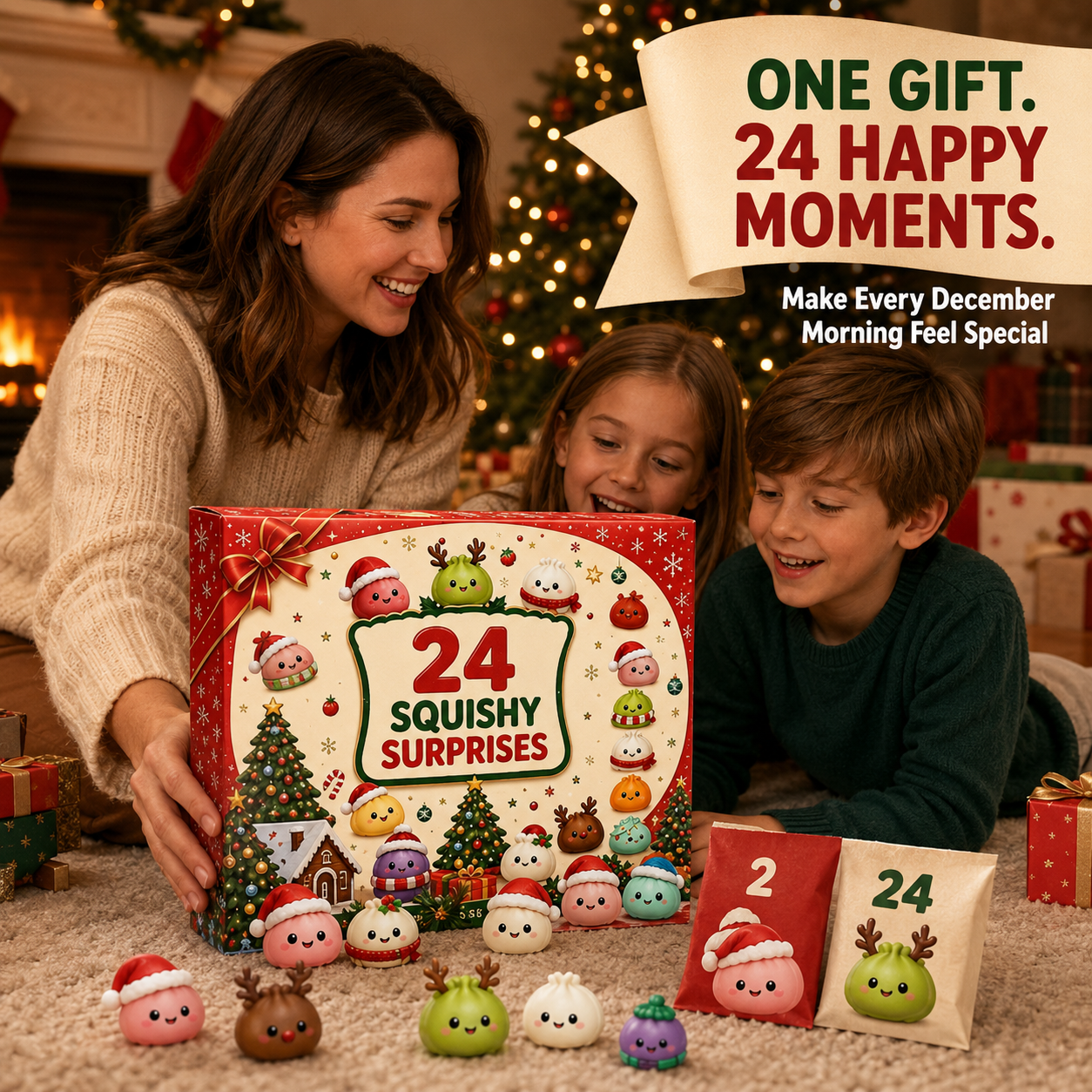 🎅 Countdown to Christmas: 24-Day Cute Dumpling Squishy Toy Advent Calendar 🎄🧸